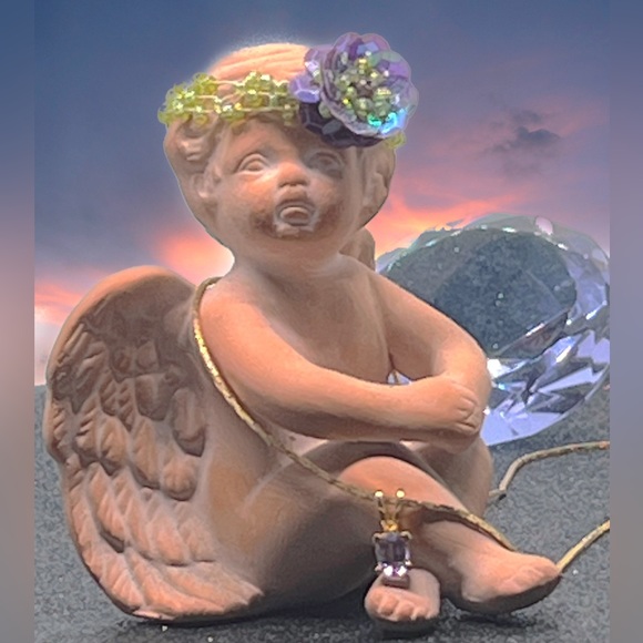 Yellow Gold Vermeil Serpentine 18”L Chain w/a Faceted Amethyst Pendant Necklace - Picture 4 of 4